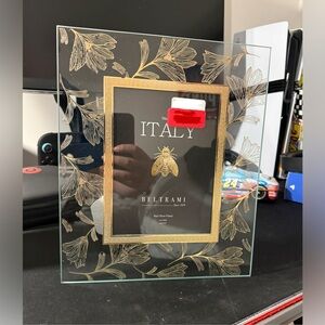 Beltrami Italy Photo Frame Real Silver Plated Gold Tone Flowers 5" X 7" - NEW!!!